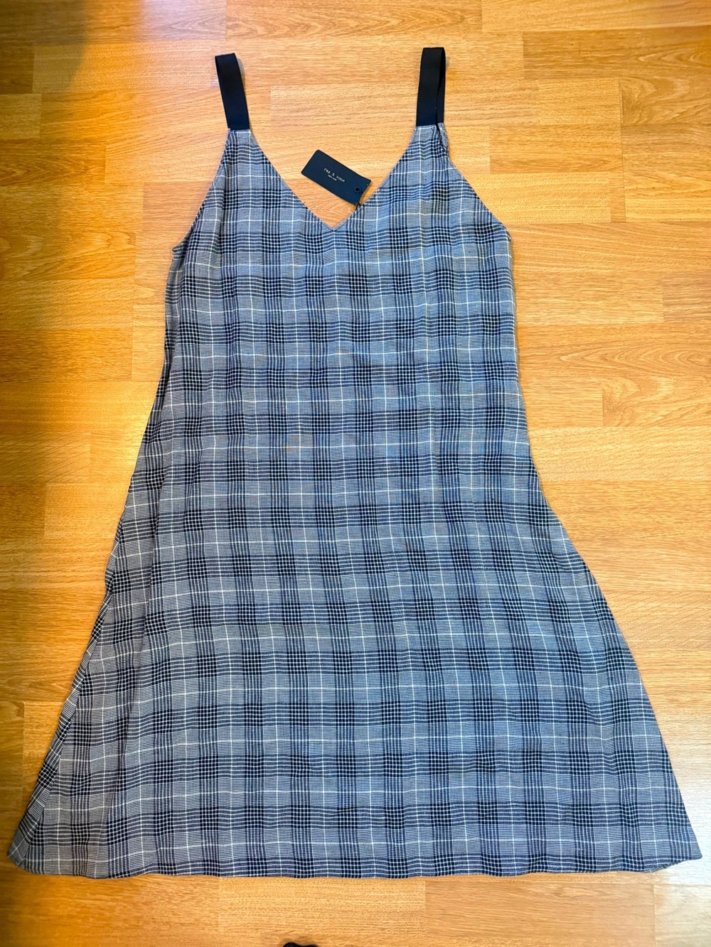 rag & bone Grey Plaid Midi Slip Dress with Black Straps